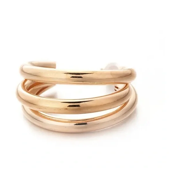 NEW Gold 18k plated Modern Hoop Earrings - Picture 3 of 7